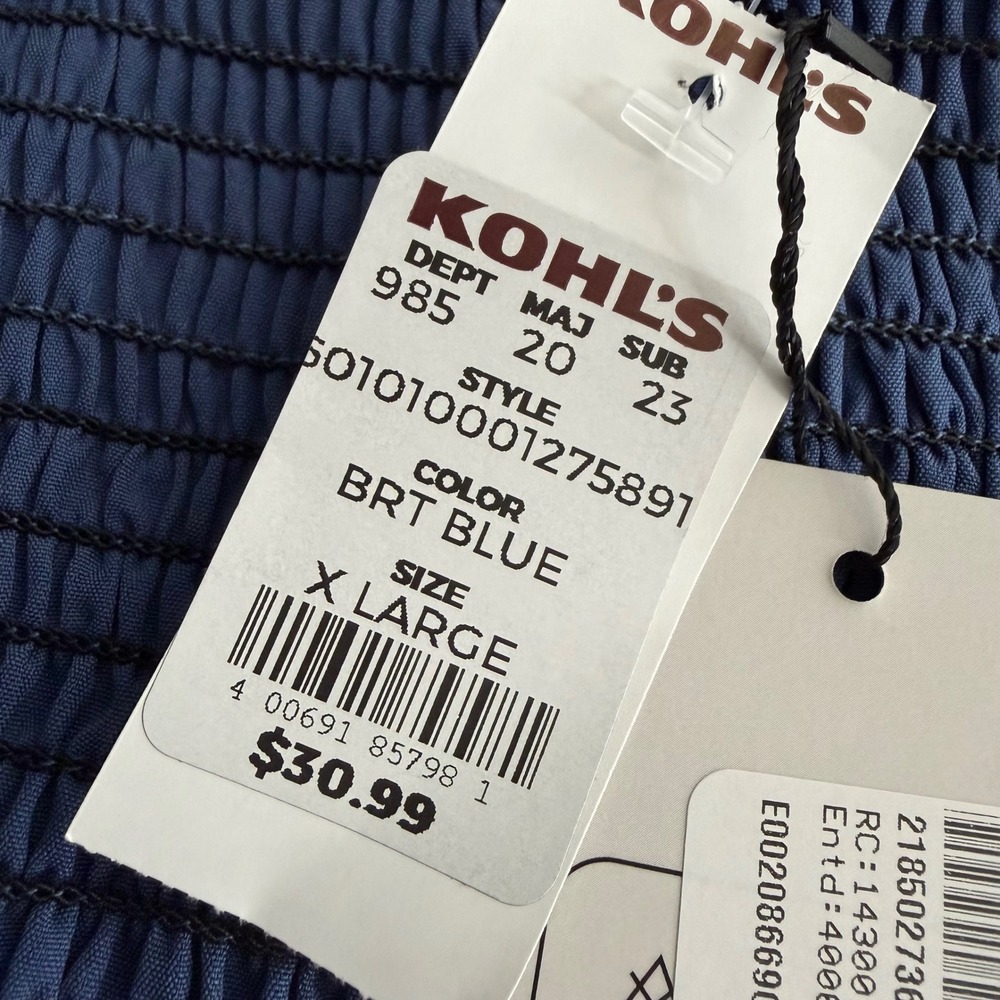 Kohl's Maxi Dress Women XL Blue Smocked Bodice Short Sleeve Pockets - Picture 12 of 13